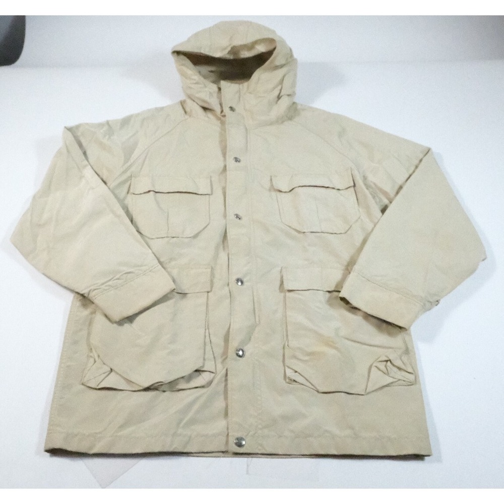Woolrich‎ Rain Jacket Men Large Beige Mountain Parka Vintage Hooded Utility Coat